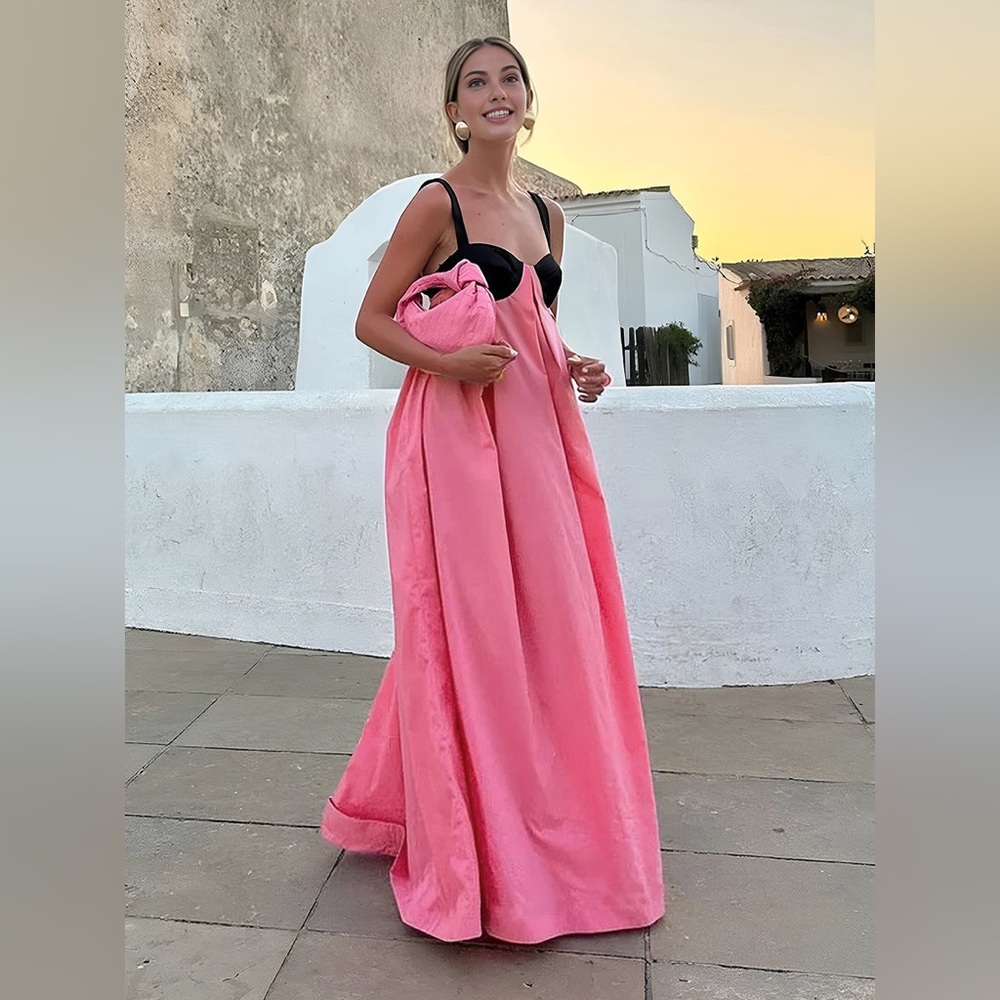 NWT Commense Bra-Splicing Halter Strap Long Dress